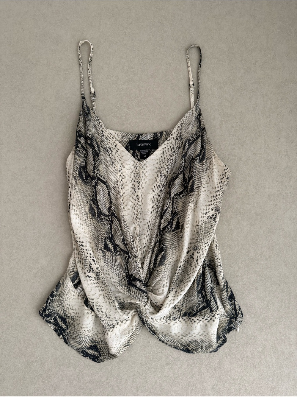 Karen Kane Snake Print Twist Front Cami Silk Feel Adjustable Strap Tank Size M - Picture 7 of 16